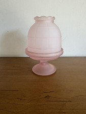 Vintage Fairy Lamp Light Pink Satin Frosted Glass 5.5” x 3 5/8” picture
