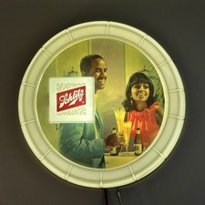 VTG 1966 Schlitz Beer Lighted Barrel Bar Sign 14.5” African American Couple picture