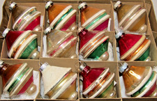Lot VTG Glass Assorted Mica TORNADO UFO DROP Christmas Ornaments Shiny Brite picture