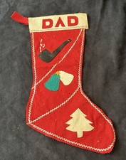 Vintage MCM Dad Christmas Holiday Felt Stocking Handmade picture