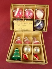 Vintage West Germany Glass Ornaments Set Of 9 Angel Hair Mica PINK and PURPLE picture