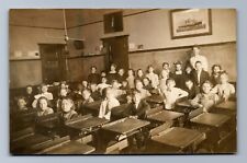 C.1910 MIXED BLACK AMERICAN CLASSROOM SCHOOL STUDENTS INTERIOR SHIP Postcard PS picture