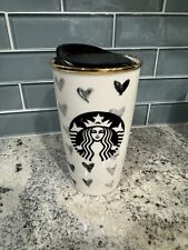 RARE 2014 Starbucks Valentine Travel Tumbler / Mug, 12 oz., Black Hearts, LID picture