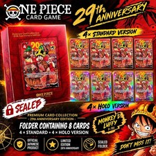🔥PRE-ORDER One Piece 29th anniversary P-159 Luffy Folder 4 Standard + 4 Holo🔥 picture