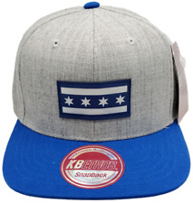 Chicago Flag Snapback Flat Bill Leatherette Patch Heather Grey/Royal picture