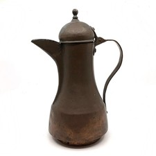 Antique Vintage Middle Eastern Dallah Dovetail Seam Copper Tea Coffee Kettle Pot picture