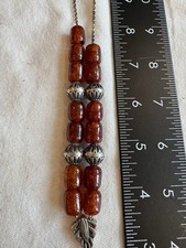 Vintage Greek Komboloi Worry Blue Bead Sterling Silver Tassel picture