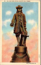 William Penn Statue City Hall Tower Philadelphia PA Vintage Postcard 5P19-2 picture