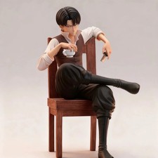 19cm Attack on Titan Levi Ackerman Sitting Figure Chair Teacup PVC Statue Gift picture