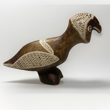 Vintage Hand-Carved Soapstone Tribal Bird Figurine Folk Art Sculpture 6” picture