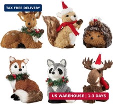 Set of 6 Sisal Woodland Animals for Rustic Christmas Decorations picture