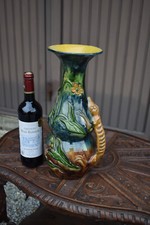 Antique FLemish earthenware Vase with flower salamanders crawling rare picture