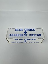 Vintage Blue Cross Absorbent Cotton Box Hampton Manufacturing New Rochelle NY picture