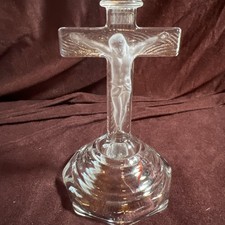 Vtg Glass Candlestick Crucifix Religious Jesus Angel Peg Votive Cup Homco picture