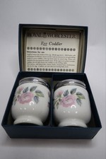 VTG Royal Worcester June Garland Egg Coddler Set of 2 Porcelain Original Box B26 picture