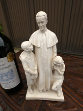 Antique chalk belgian statue of saint Don Bosco picture