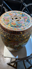 Large Vintage Satsuma Japanese Ceramic Garden Stool - Hand Painted picture