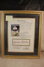 1990 FRAMED MICKEY MANTLE SIGNED LIFETIME STAT SHEET NOTARIZED AUTHENTICATION picture