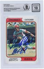 Johnny Bench Reds Signed 1974 Topps Series 1 #10 Beckett 10 Card w/HOF 89 Insc picture