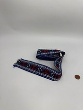 2 Yards Vintage Woven Jacquard Trim Ribbon 1.5 Inch Blue Red White Geometric picture