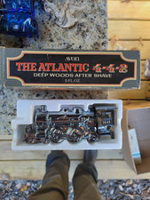 Avon The Atlantic Train Bottle After Shave 5 fl oz Glass Metallic Silver Box picture