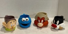 Vintage 90s - 2021 Plastic Character Mugs, Set of 4 picture