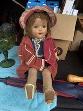 1940s Est. Composite Doll 20 Inch No Marking Dressed With Crier Box picture