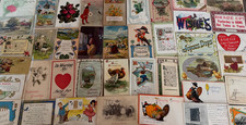 ~Lot of 43 Antique 1900's~Mixed Topics Greetings Postcards~All with stamps-s785 picture