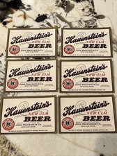 Lot 6 vintage 1930's Hauenstein's New Ulm Strong Beer Bottle Label 12 Fluid Oz picture