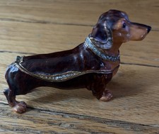 Vintage Kingspoint Designs JEWELED ENAMELED Dachshund TRINKET BOX Magnetic picture