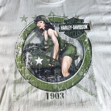 Harley Davidson Men’s T Shirt St. Augustine FL Sz XL Woman On Motorcycle picture