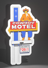 Vintage Cowboy Motel Neon Style LED Light Box 3D Printed Man Cave Sign picture