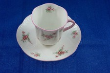 VERY RARE Shelley English Bone China BRIDAL ROSE Cup & Saucer TALL DAINTY SHAPE picture