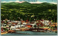 Aerial View Couer d'Alene Idaho ID UNP Unused Linen Postcard Ex Cond F4 picture