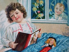 RARE WW1 1914 SANTA BOOK Child Doll Embossed Christchild Christmas Tree Germany picture