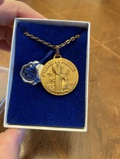 Vtg St Francis Pendant Medal Nickel Silver Made in France Signed JB picture