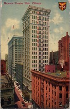 Vintage Chicago IL Postcard Majestic Theater Building City View 1921 picture