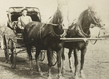 Antique RPPC Horse Drawn Buggy Man Hat Dirt Road #17 picture