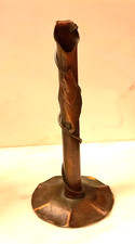 vintage copper bud vase, signed picture