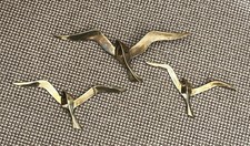 Vintage 3 Pc Brass Seagull Wall Decor Set Mid Century Modern Taiwan ART R.O.C. picture