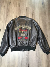 Vintage Harley-Davidson V-Twin Power Leather Bomber Jacket Black Large picture
