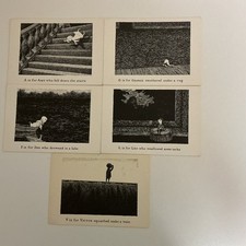 Edward Gorey 'The Gashlycrumb Tinies' 5 Unused Postcards from 1979 4” X 6” picture