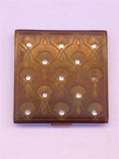 Vintage Majestic Brass & Clear Rhinestones Fan Design Compact with Mirror picture