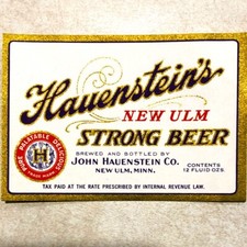 1930’s Hauenstein’s Strong beer Pre- IRTP Label In USA picture