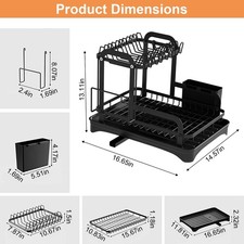 Dish Drying Rack For Kitchen Counter Space Saving Rustproof Dish Rack With Drain picture