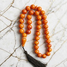 Rare Antique German Bakelite Qamar Deen Misbaha Tasbih 33 Beads 13mm 111g picture