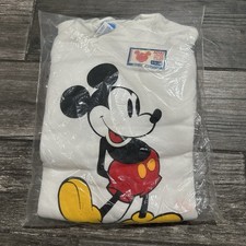 VTG 80s NEW DISNEY CHARACTER FASHIONS MICKEY MOUSE WHITE CREWNECK SWEATSHIRT L picture