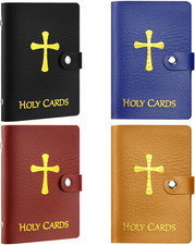 4 Pcs Holy Card Holder Carrying Each Case Hold to 40, Prayer Holder with Gold St picture