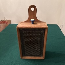 Vintage Primitive Wooden Grater Box Drawer Kitchen Wall Hanging 13 1/2” picture