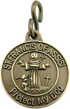 Religious Gifts Pewter Saint Francis of Assisi Protect My Dog Collar Medal, 1 In picture